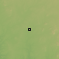 Shaded relief of the 60 km around Ode Omu, drawn from the GMTED2010 grid