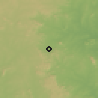Shaded relief of the 60 km around Ogaminana, drawn from the GMTED2010 grid