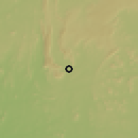 Shaded relief of the 60 km around Ogotun, drawn from the GMTED2010 grid
