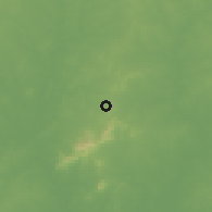 Shaded relief of the 60 km around Oju, drawn from the GMTED2010 grid