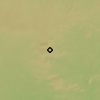 Shaded relief of the 60 km around Oke Agbe, drawn from the GMTED2010 grid