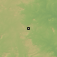 Shaded relief of the 60 km around Okene, drawn from the GMTED2010 grid