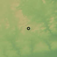 Shaded relief of the 60 km around Okugbe, drawn from the GMTED2010 grid
