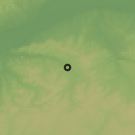 Shaded relief of the 60 km around Aloko, drawn from the GMTED2010 grid