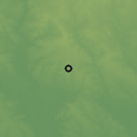 Shaded relief of the 60 km around Owode, drawn from the GMTED2010 grid