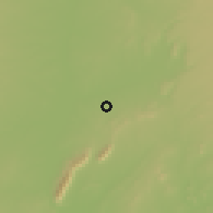 Shaded relief of the 60 km around Pikawade, drawn from the GMTED2010 grid