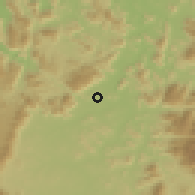 Shaded relief of the 60 km around Serta, drawn from the GMTED2010 grid