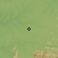 Shaded relief of the 60 km around Tor Donga, drawn from the GMTED2010 grid