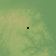 Shaded relief of the 60 km around Ubiaja, drawn from the GMTED2010 grid