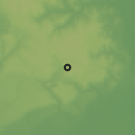 Shaded relief of the 60 km around Ubuluku, drawn from the GMTED2010 grid