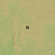 Shaded relief of the 60 km around Aramoko, drawn from the GMTED2010 grid