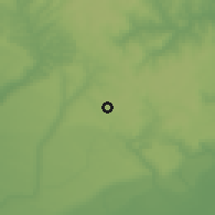 Shaded relief of the 60 km around Umunede, drawn from the GMTED2010 grid