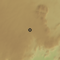 Shaded relief of the 60 km around Vodni, drawn from the GMTED2010 grid
