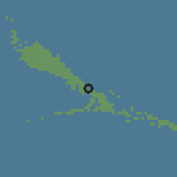 Shaded relief of the 58 km around George Town, drawn from the GMTED2010 grid