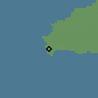 Shaded relief of the 58 km around Matthew Town, drawn from the GMTED2010 grid