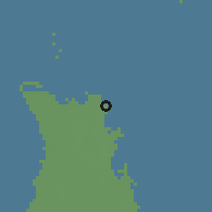 Shaded relief of the 57 km around Nicholls Town, drawn from the GMTED2010 grid