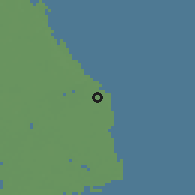 Shaded relief of the 58 km around Andros Town, drawn from the GMTED2010 grid