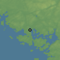 Shaded relief of the 46 km around Alshus, drawn from the GMTED2010 grid
