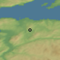 Shaded relief of the 44 km around Bratsberg, drawn from the GMTED2010 grid