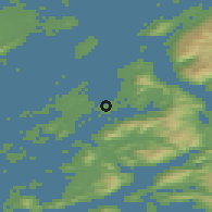 Shaded relief of the 43 km around Brønnøysund, drawn from the GMTED2010 grid