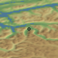 Shaded relief of the 44 km around Brønnsletten, drawn from the GMTED2010 grid