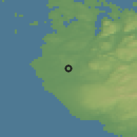 Shaded relief of the 46 km around Bryne, drawn from the GMTED2010 grid