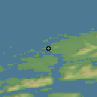 Shaded relief of the 44 km around Bud, drawn from the GMTED2010 grid