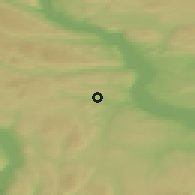 Shaded relief of the 45 km around Bybrua, drawn from the GMTED2010 grid