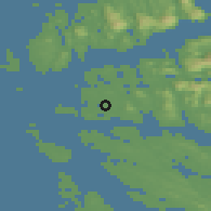 Shaded relief of the 45 km around Byrknes, drawn from the GMTED2010 grid