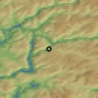 Shaded relief of the 45 km around Dale, drawn from the GMTED2010 grid