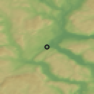 Shaded relief of the 45 km around Darbu, drawn from the GMTED2010 grid
