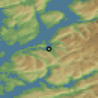 Shaded relief of the 45 km around Dimmelsvik, drawn from the GMTED2010 grid