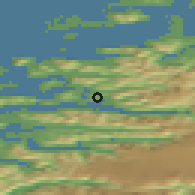 Shaded relief of the 42 km around Eidbukta, drawn from the GMTED2010 grid