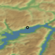 Shaded relief of the 45 km around Ålvik, drawn from the GMTED2010 grid