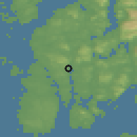 Shaded relief of the 46 km around Eike, drawn from the GMTED2010 grid
