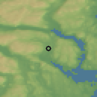 Shaded relief of the 45 km around Ekeberg, drawn from the GMTED2010 grid