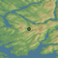 Shaded relief of the 45 km around Espeland, drawn from the GMTED2010 grid
