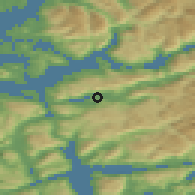 Shaded relief of the 45 km around Etne, drawn from the GMTED2010 grid