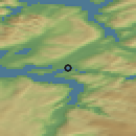 Shaded relief of the 42 km around Fauske, drawn from the GMTED2010 grid