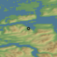 Shaded relief of the 44 km around Fiksdal, drawn from the GMTED2010 grid