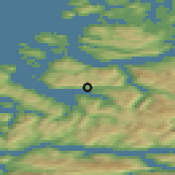 Shaded relief of the 44 km around Fiskåbygd, drawn from the GMTED2010 grid