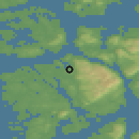 Shaded relief of the 45 km around Fitjar, drawn from the GMTED2010 grid