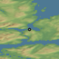 Shaded relief of the 41 km around Fjelldal, drawn from the GMTED2010 grid