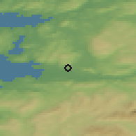 Shaded relief of the 44 km around Forbregd Lein, drawn from the GMTED2010 grid