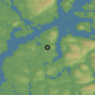 Shaded relief of the 45 km around Førde, drawn from the GMTED2010 grid