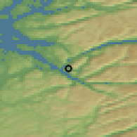 Shaded relief of the 46 km around Forsand, drawn from the GMTED2010 grid