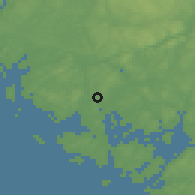 Shaded relief of the 46 km around Fredrikstad Sarpsborg, drawn from the GMTED2010 grid
