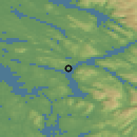 Shaded relief of the 45 km around Frekhaug, drawn from the GMTED2010 grid