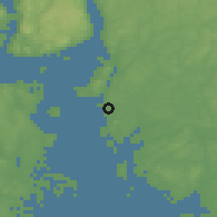 Shaded relief of the 46 km around Fuglevik, drawn from the GMTED2010 grid