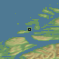 Shaded relief of the 44 km around Giske, drawn from the GMTED2010 grid
